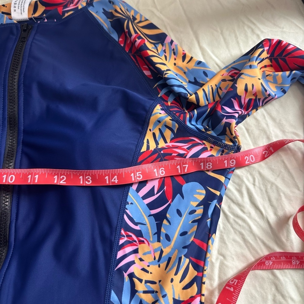 Halcurt Women's Navy Floral Long Sleeve Swimsuit # A-2 - Picture 14 of 15